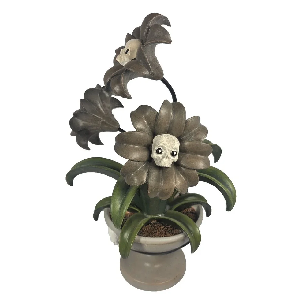 Hallow's Eve Skull Flower Planter Figurine 17 Inch Halloween Gothic Decor